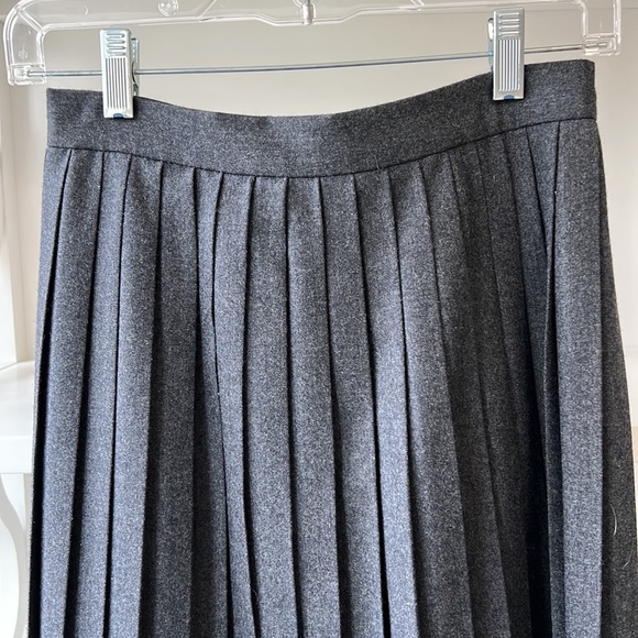 Vintage 80's Ralph Lauren 100% Wool Pleated Long Midi Long Charcoal Gray Size 6 - Picture 3 of 10